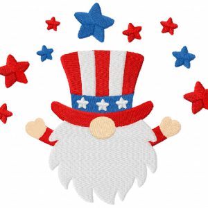 4th of july gnome embroidery design