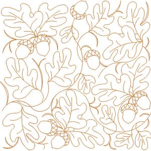 Acorn leaves quilting embroidery design