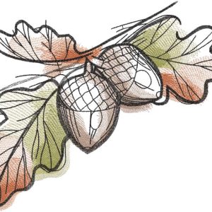 Acorns and oak leaves embroidery design