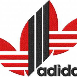 Adidas red black logo embroidery design