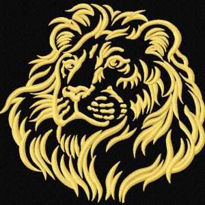 African lion tribal muzzle embroidery design