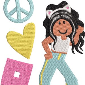 Afro girl roblox embroidery design