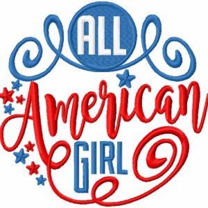 All American girl embroidery design