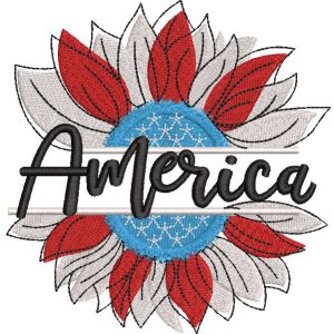 America sunflower all colors embroidery design