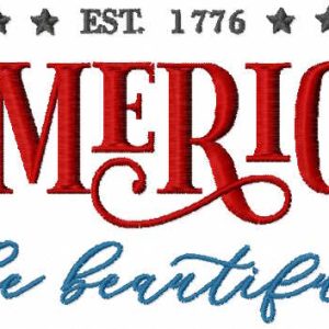 America the beautiful est 1776 embroidery design