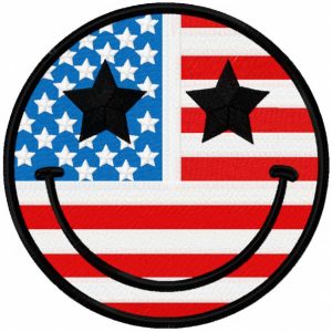 American smile flag embroidery design