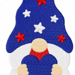 American gnome girl with heart embroidery design