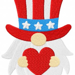 American gnome with heart embroidery design