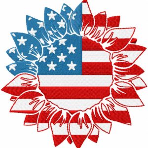 American sunflower embroidery design
