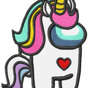 Among us unicorn embroidery design