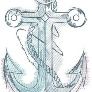 Anchor sketch tattered embroidery design