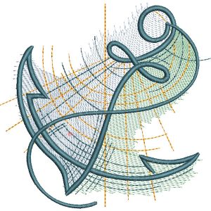 Anchor graphic improvisation embroidery design