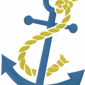 Anchor with cracked rope embroidery design
