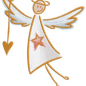 Angel child drawing embroidery design