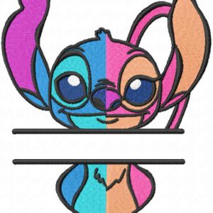Angel and stitch monogram embroidery design