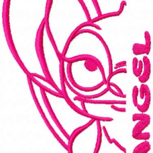 Angel side one colored embroidery design