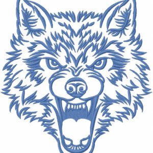 Angry wolf muzzle embroidery design