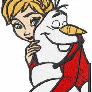 Anna hugs olaf embroidery design