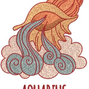 Aquarius zodiac sign embroidery design