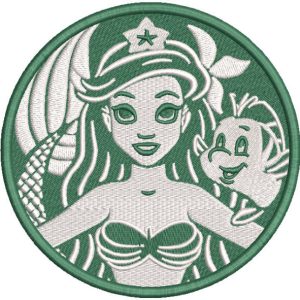 Ariel and Flounder  embroidery design