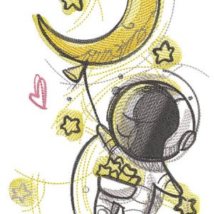 Astronaut with stars embroidery design