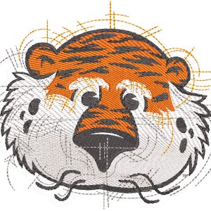 Auburn Aubie Head sketch art embroidery design