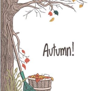 Autumn cleaning in the yard embroidery design