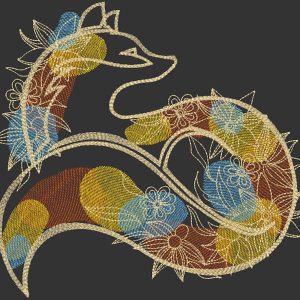 Autumn patterned fox embroidery design
