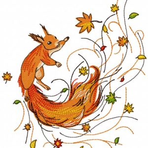 Autumn squirrel embroidery design