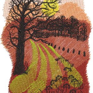 Autumn arable land embroidery design