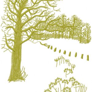 Autumn forest and field embroidery design
