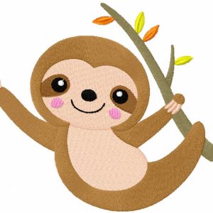 Autumn sloth embroidery design