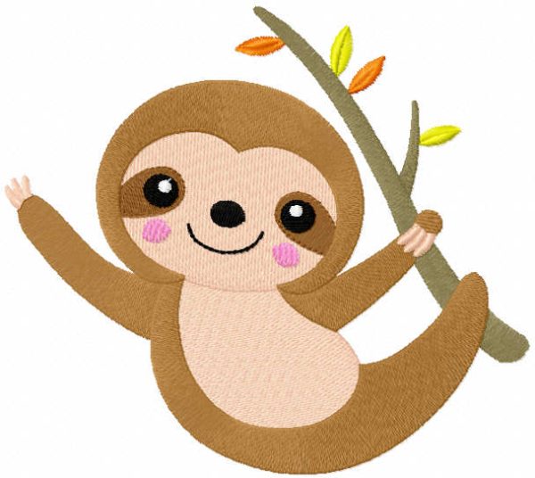 Autumn sloth embroidery design