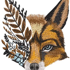 Autumn time fox embroidery design