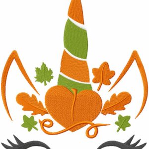 Autumn unicorn embroidery design