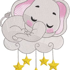 Baby Elephant Cloud embroidery design