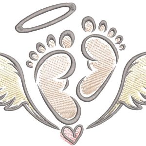 Baby Feet Angel Wings embroidery design