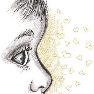 Baby and love embroidery design