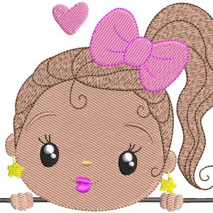 Baby girl pink bow embroidery design