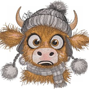Baby Highland Cow embroidery design