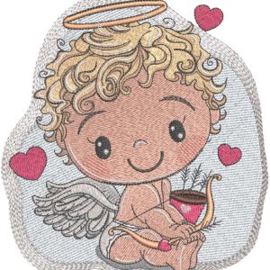 Baby angel with bow and arrow embroidery design