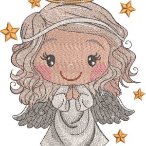 Baby angel with gold star embroidery design