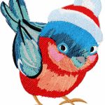 Baby bullfinch embroidery design
