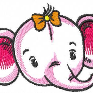 Baby elephant muzzle embroidery design