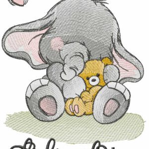 Baby elephant with toy embroidery design