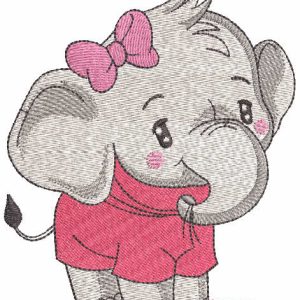 Baby girl elephant embroidery design