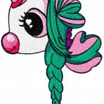 Baby girl unicorn braid embroidery design