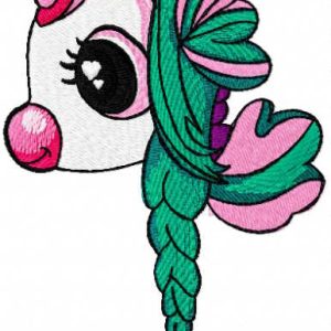Baby girl unicorn braid embroidery design