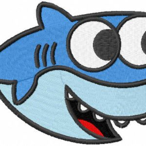 Baby shark smiling embroidery design