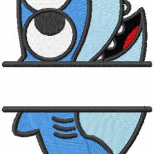 Baby shark monogram embroidery design